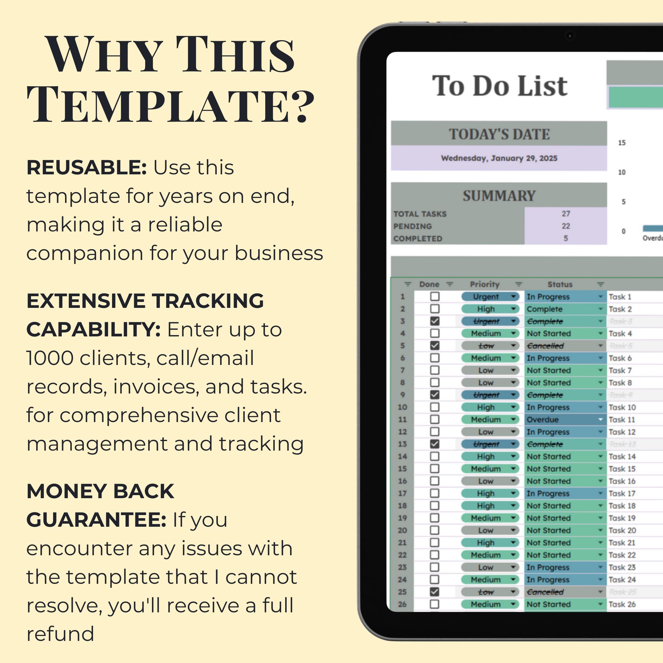 Google Sheets CRM Client & Task Tracker Invoice Customer Payment ...