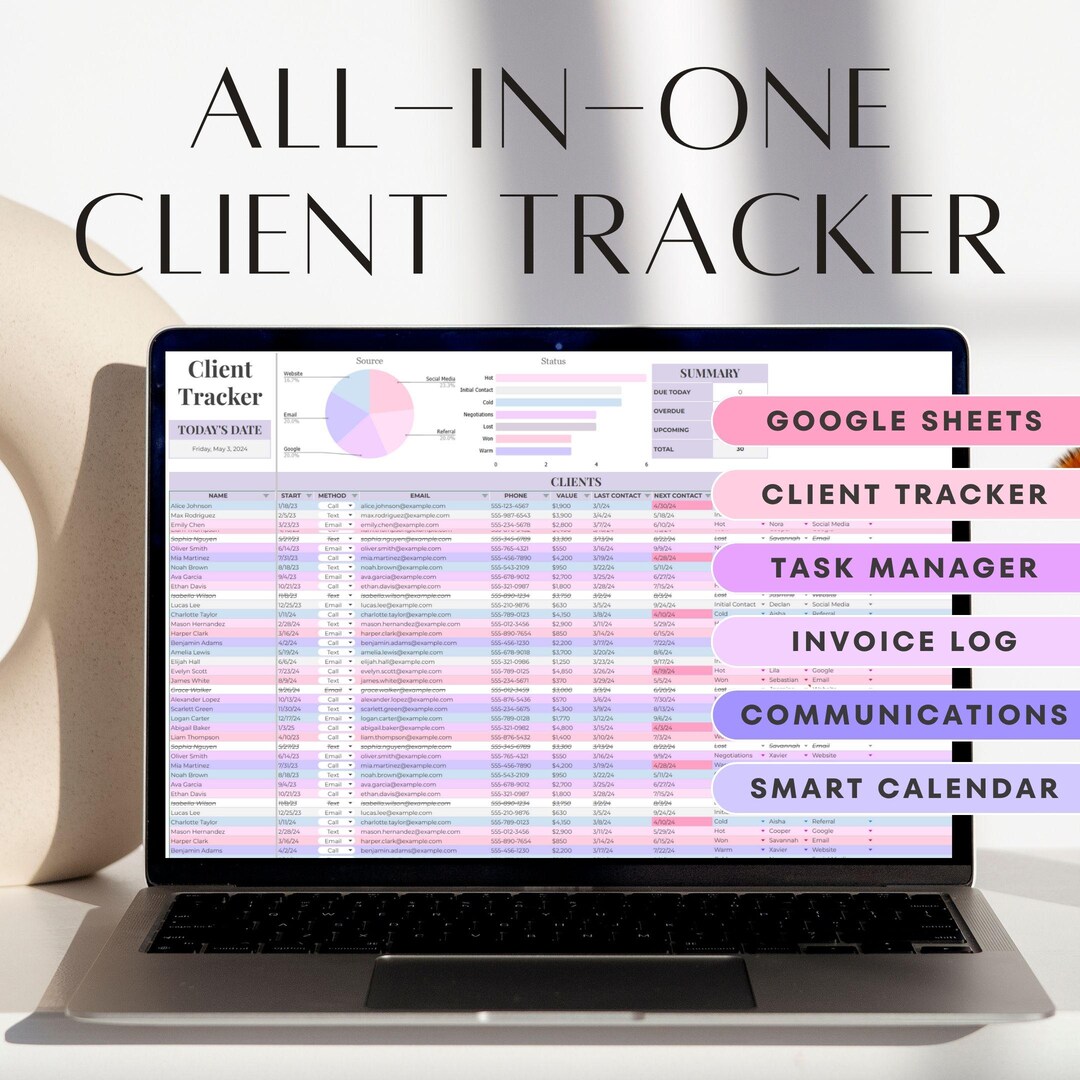 Google Sheets CRM Client & Task Tracker Invoice Customer Payment ...