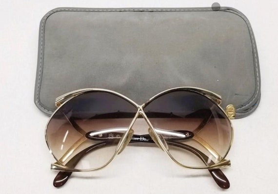 Vintage Christian Dior Butterfly Sunglasses + Cas… - image 1