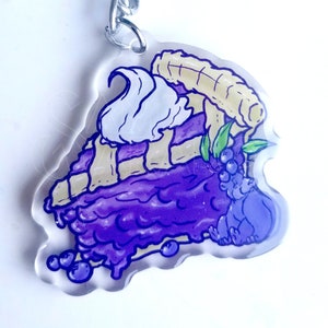 Bluebeary Blueberry Pie Keychain: Epoxy Acrylic Charm
