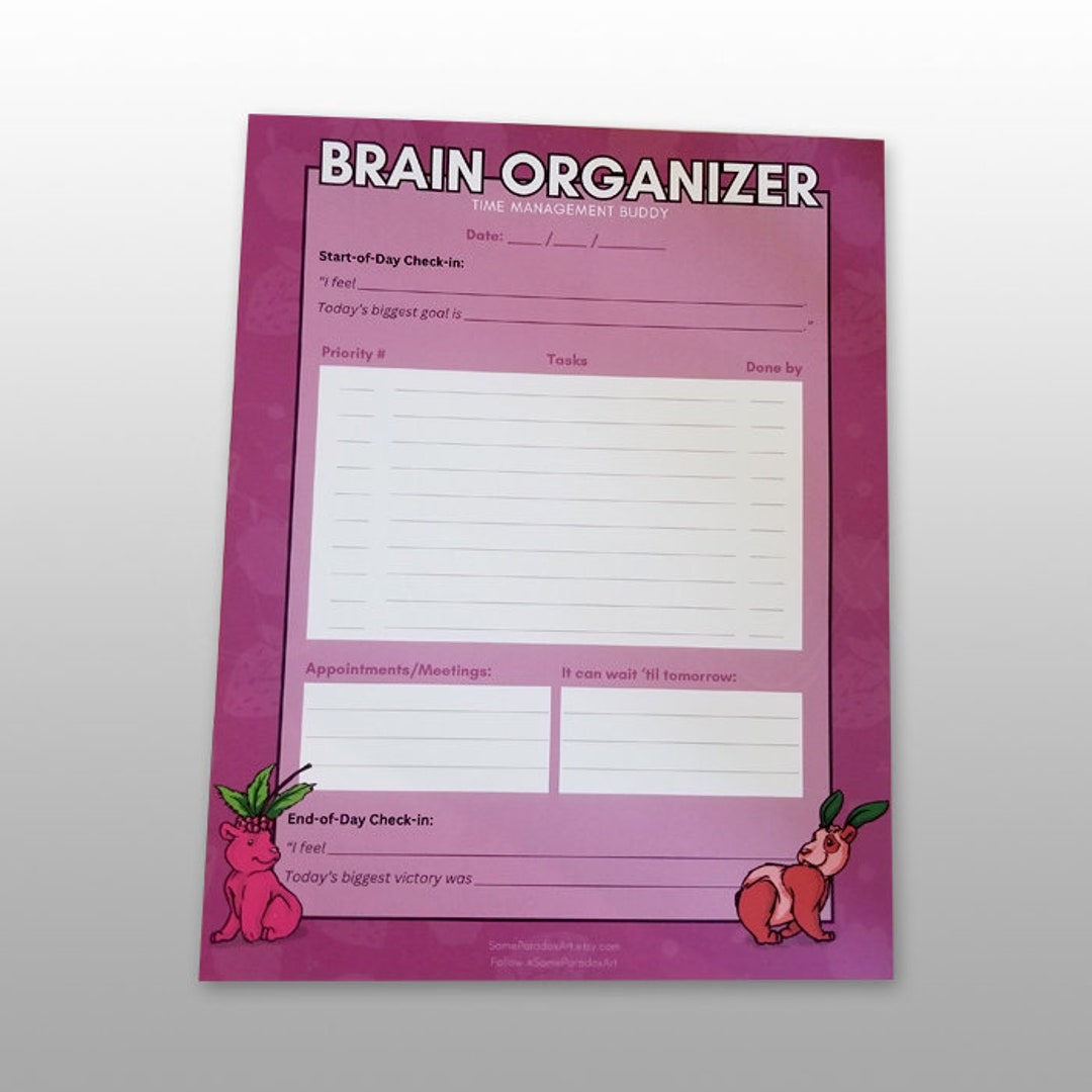 Colorful Brain Organizer Notepad: Task To-do List - Letter Size - Etsy