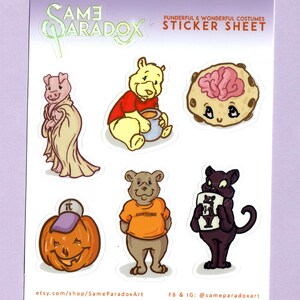 Funny Halloween Costume Sticker Sheet: Waterproof Pun Illustration