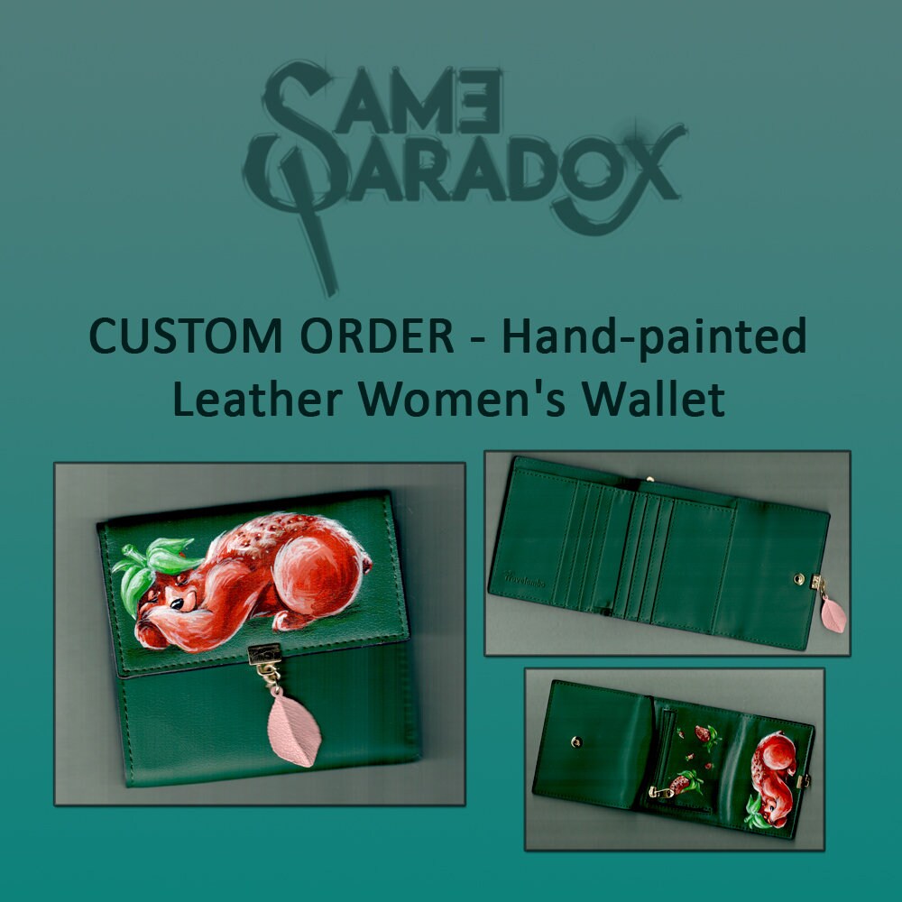 A selection of my custom painted wallets, purses & wristlets / hand painted  leather 