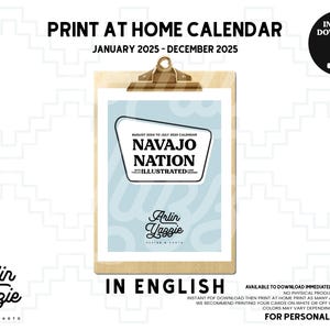 2025 Printable Calendar | Calendar | 2025 Calendar | Printable | Navajo Nation | National Parks | Native Made