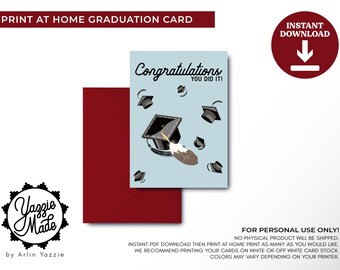 Native Graduation Card, PRINT YOURSELF, Graduation, Print at home Greeting Card, Graduation Printable