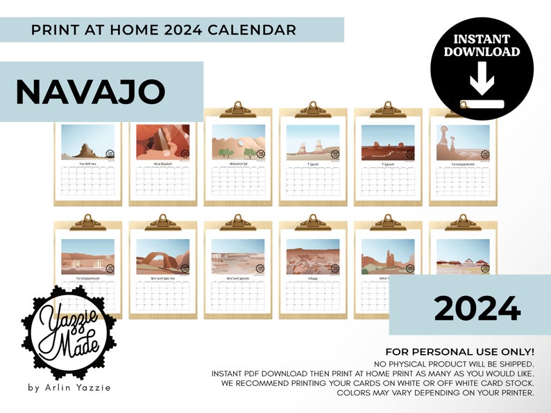 2024 Navajo Printable Calendar Calendar 2024 Calendar Printable Navajo