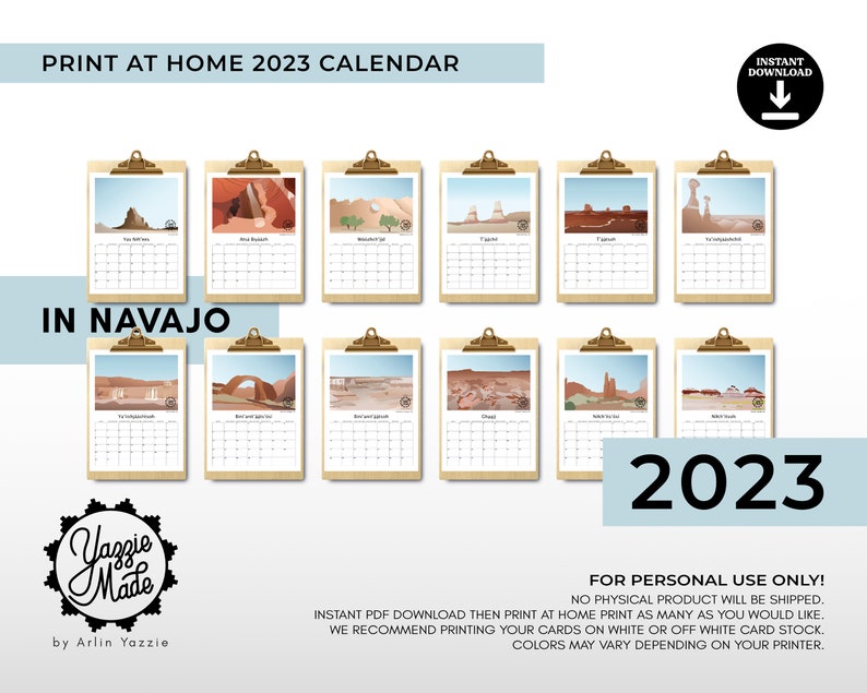 2023 Navajo Printable Calendar Calendar 2023 Calendar Etsy