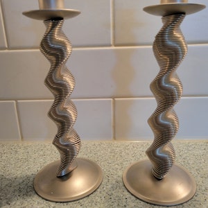 Silver Twisted Candlestick Holders