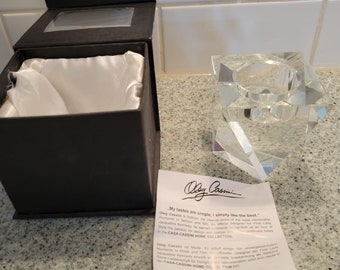 Oleg Cassini Fine Crystal Glass Votive Candle Holder NEW in Box