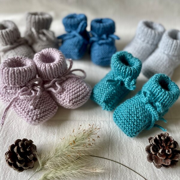 Baby knitted merino wool slippers