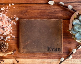 Personalized Wallet | Engraved Wallet | Mens Leather Wallet | Custom Wallet | Personalized Leather Wallet for Him