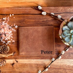 Cartera de cuero personalizada, Cartera para hombre, Cartera grabada, Cartera de cuero, Cartera personalizada, Regalo de novio para él, Regalo para papá