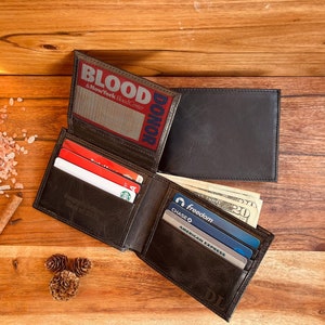 Cartera de cuero genuino para hombre, regalo de cartera de cuero personalizado, cartera de hombre grabada, regalo para el día de San Valentín/aniversario/graduación/cumpleaños