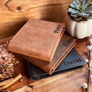Cartera personalizada, Cartera grabada, Cartera personalizada, Cartera de cuero para hombre, Regalo para papá, Cartera personalizada para hombre, Cartera plegable de cuero