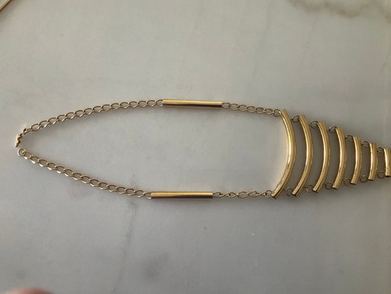 Two brass/gold costume necklaces - image 2