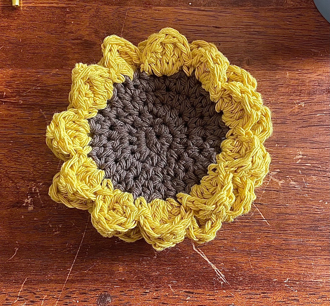 Sunflower Coaster Beginner Crochet PATTERN, Digital Download, DIY Home ...