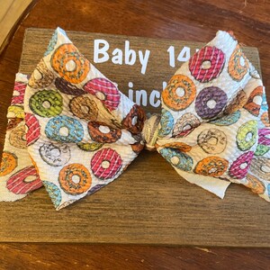 Big bow turban for girl, stretchy headband bow for toddler, donut headband for baby, stocking stuffer for girl, Christmas present for child