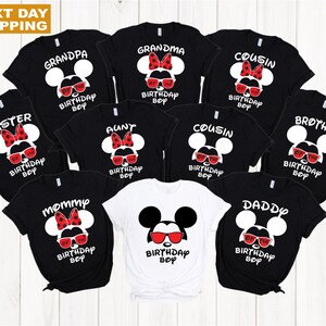 Personalized Disney Birthday Boy Shirt, Matching Big Family Mickey Minnie birthday Shirts, Boy Girl Birthday Gifts, Mom of the Birthday Girl