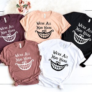 We're All Mad Here Shirts,Funny Group Shirt,Funny Party Shirt,Disney Shirt, Alice in Wonderland Shirt,Disney World Shirt,Disneyland t-shirts