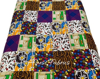 Tissu Wax Africain (Ankara) 100% Coton - Motif Coloré Vif (bleu/rose/violet/blanc), 45" De Large, Vendu Au Yard