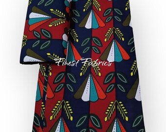 Floral Ankara Fabric, 100% Cotton African Print Fabric By The Yard