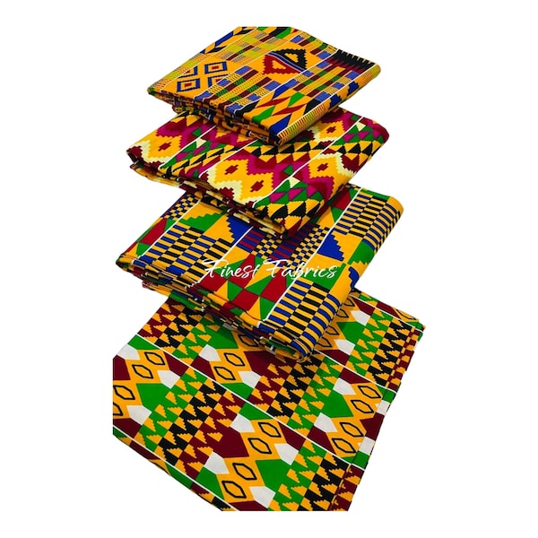 Kente Print Fabric| African Kente Fabric| African Fabric By The Yard| 100% Cotton Fabric For Quilting| Jewelry Fabric| Ankara Wax Fabric