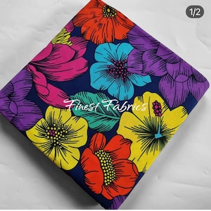Floral Ankara Fabric By The Yard | Colorful Wax Print Cotton