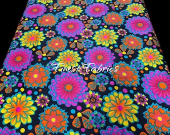 Floral Ankara Fabric, Vibrant African Print Cotton, Quilting & Apparel