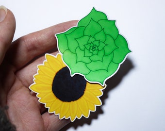 Succulent and Sunflower Stickers | Plants | Decals Sticker | Stickers laptop | Stickers cute | Stickers, Labels & Tags | Plant gift | Decor