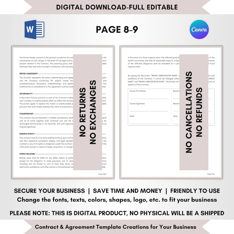 Contract Templates, Agreement Terms, Service Policy, Legal Contract, Business Contract, Brand Ambassador Contract, Influencer Agreement, Marketing Partnership, Social Media Ambassador Forms, Promotional Collaboration Terms, Sponsored Content Agreed