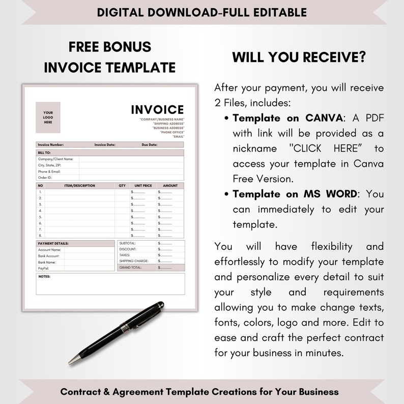 Contract Templates, Agreement Templates, Service Contract, DIY Editable, CANVA-MS Word, Editable Contract, Postpartum Doula Service Contract, Postpartum Support Agreement, Postpartum Wellness Terms, Doula Service Forms, Birth Helper, Birth Assistance