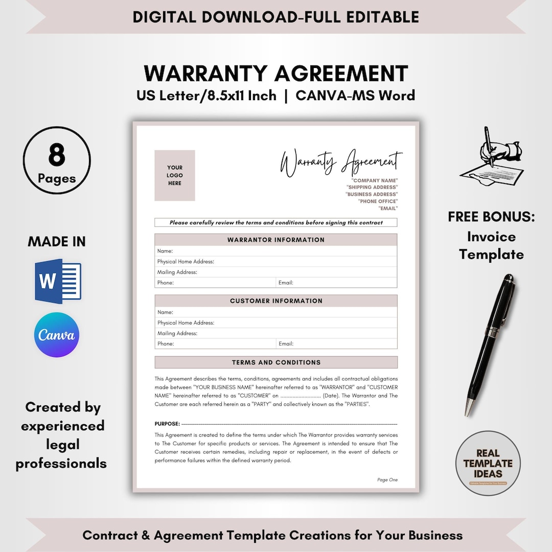 Image 8 for Product Warranty Agreement Template