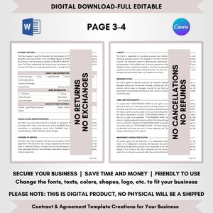 Contract Templates, Agreement Templates, Service Contract, Editable Contract, DIY Editable, CANVA-MS Word Template, Wedding Decoration Service Contract, Wedding Decorator Agreement, Wedding Art Forms, Marriage Decoration Terms, Wedding Decor Terms