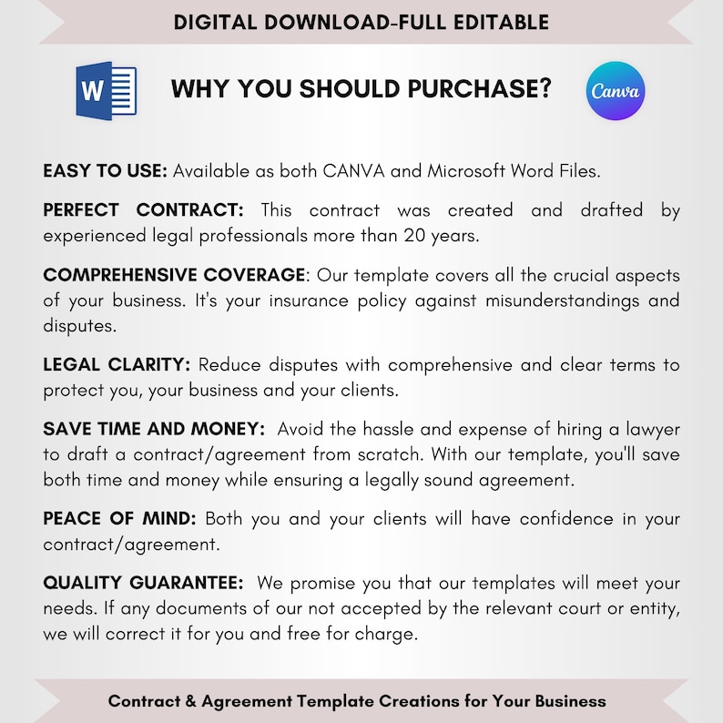 Contract Templates, Agreement Templates, Service Contract, DIY Editable, CANVA-MS Word, Editable Contract, Postpartum Doula Service Contract, Postpartum Support Agreement, Postpartum Wellness Terms, Doula Service Forms, Birth Helper, Birth Assistance