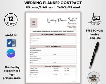 Wedding Planner Contract Template: DIY Editable Forms (Digital Download)