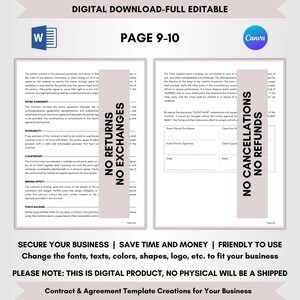 Contract Templates, Agreement Templates, Service Contract, Service Agreement, Event Planner Contract, Event Planning Agreement, Event Organizing Terms, Event Organizer Forms, Planner Legal Policy, Event Guidance Doc, Editable Contract, CANVA-MS Word