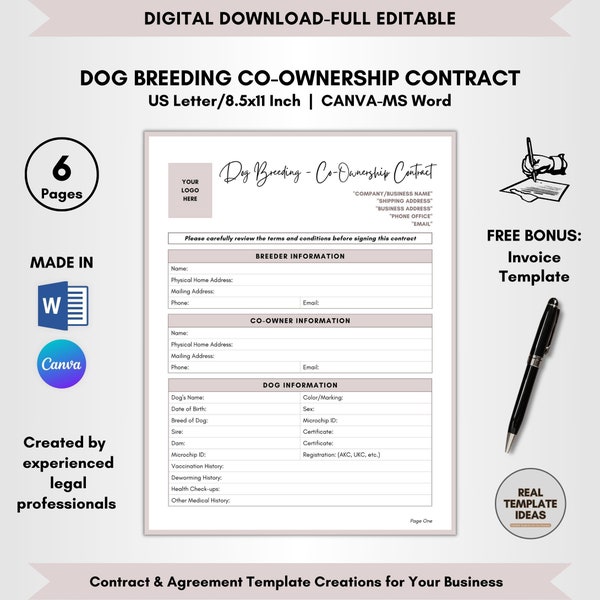 Dog Co Ownership Contract Etsy Dog Co Ownership Contract Etsy
