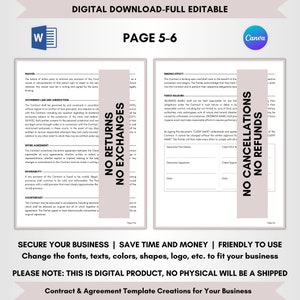 Contract Templates, Agreement Templates, Service Contract, Editable Contract, DIY Editable, CANVA-MS Word Template, Wedding Decoration Service Contract, Wedding Decorator Agreement, Wedding Art Forms, Marriage Decoration Terms, Wedding Decor Terms
