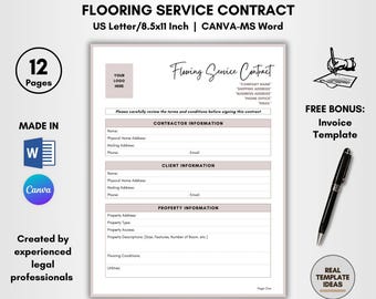 Flooring Service Contract Template: DIY Editable Agreement (CANVA & MS Word)