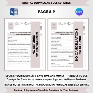 Contract Templates, Agreement Templates, Service Contract, DIY Editable, CANVA-MS Word, Editable Contract, Postpartum Doula Service Contract, Postpartum Support Agreement, Postpartum Wellness Terms, Doula Service Forms, Birth Helper, Birth Assistance