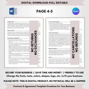 Contract Templates, Agreement Templates, Service Contract, Service Terms, DIY Editable, CANVA-MS Word, Editable Contract, Interior Design Service Contract, Interior Designer Agreement, Room Designer Terms, Room Style Service Forms, Home Design Policy