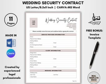 Wedding Security Contract Template: DIY Editable, 11 Pages (Digital Download)