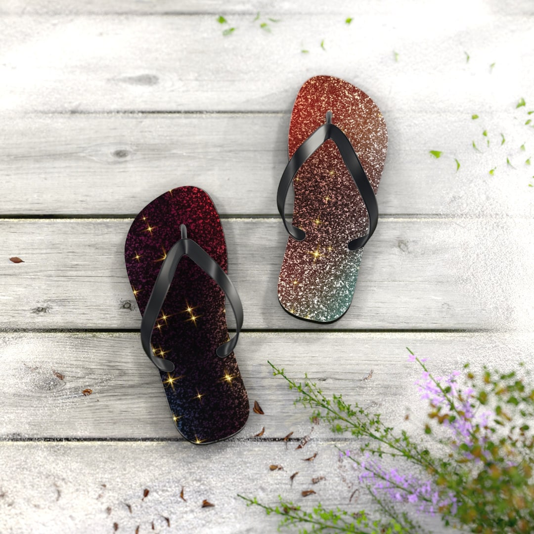 Glitter Sparkles Flip Flops - Etsy
