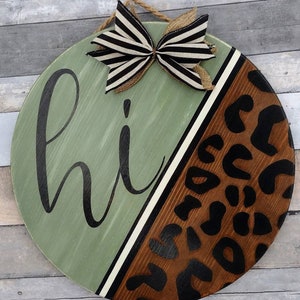 Handmade Cheetah Print Door Hanger - Outdoor Protected - Customizable with Add-Ons