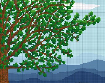 Tree in Four Seasons Cross Stitch Pattern