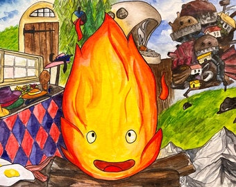 Calcifer/howl's Moving Castle - Acrylic Painting - Etsy