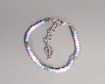 Transgender Pride Beaded Adjustable Bracelet