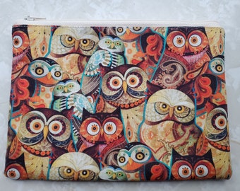 Owls hoo  zipper coin pouch handmade ready to ship