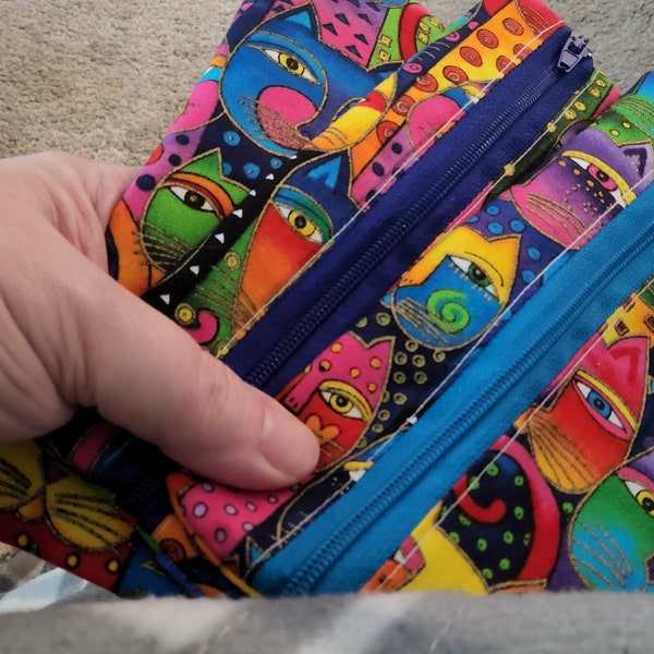 colorful cats bookmark pencil/pen zipper pouch stash bag