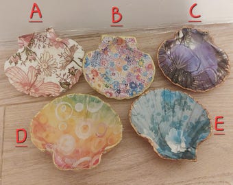 Schmuckschale aus Decoupage Muschelschale - verschiedene Designs, handbemalt